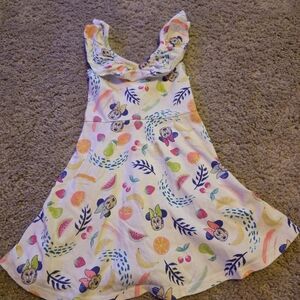 Disney White Dress with Cartoon and Fruit Print